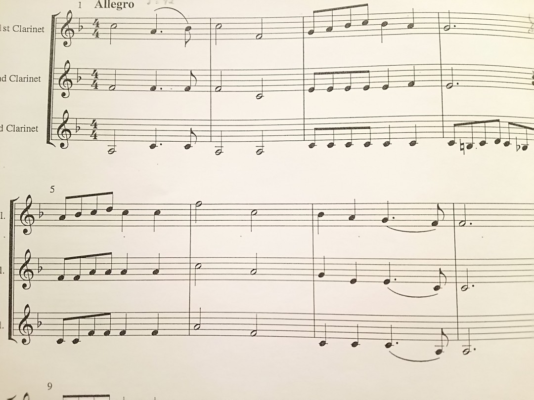 クラリネット三重奏の楽譜