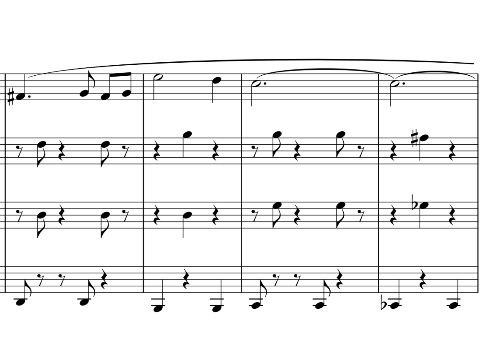 1小節1つ振りで取った方がわかりやすい伴奏パターンの譜例