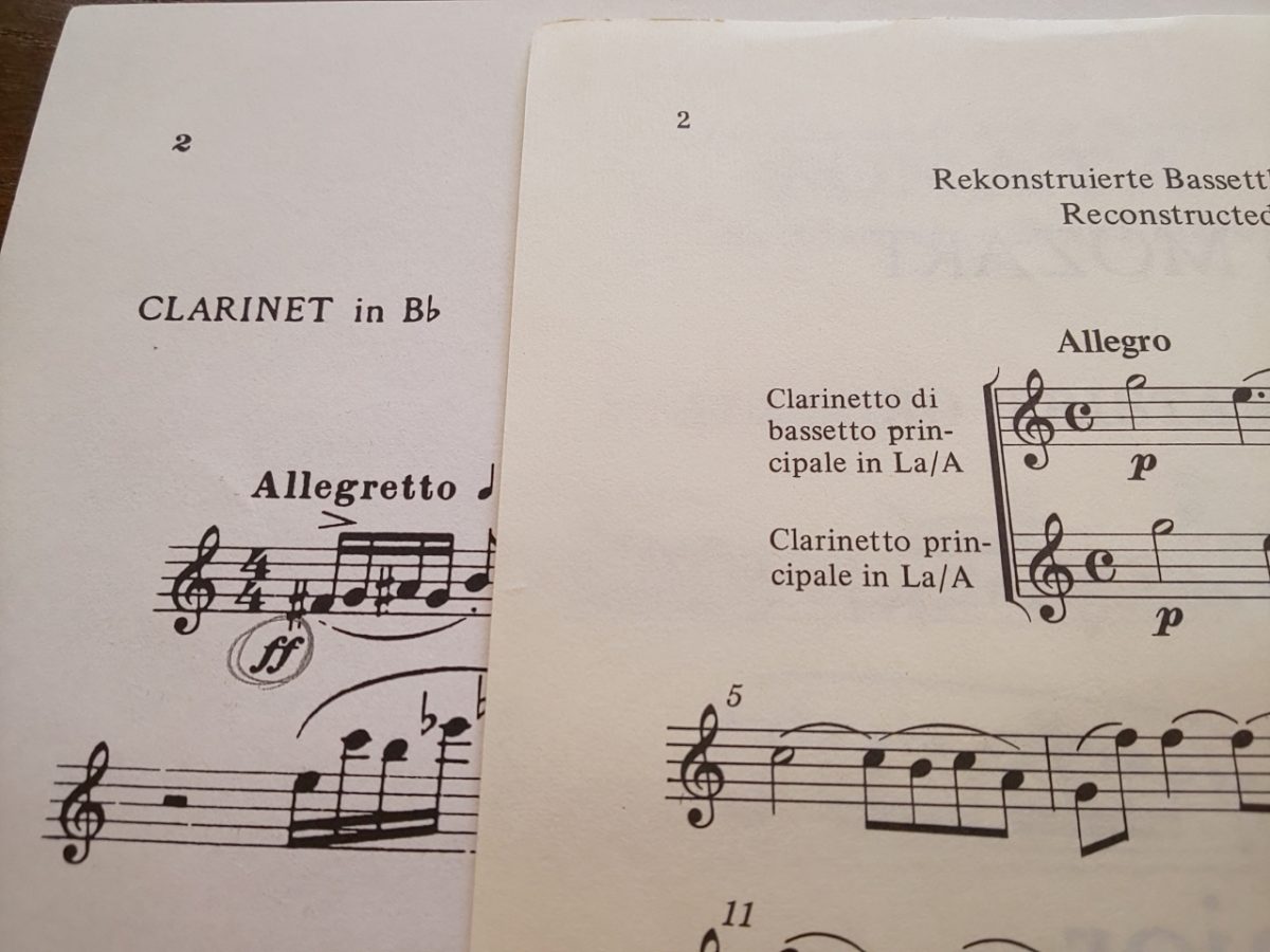 B♭管とA管のパート譜